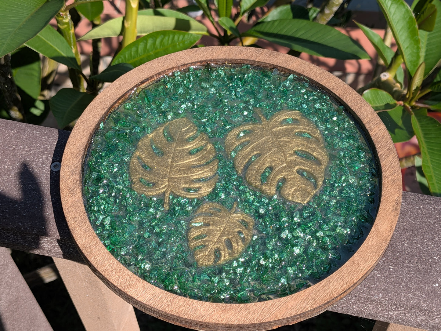 Tiki Lamp Lens Golden Leaf On Green (Loli Compatible)