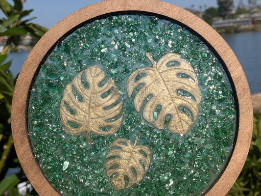 Tiki Lamp Lens Golden Leaf On Green (Loli Compatible)